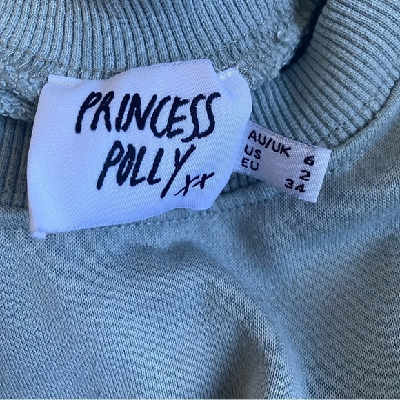 PRINCESS Polly Oversized Crewneck Graphic Long Sleeve Sweatshirt Sage Green US 2 - Picture 7 of 10